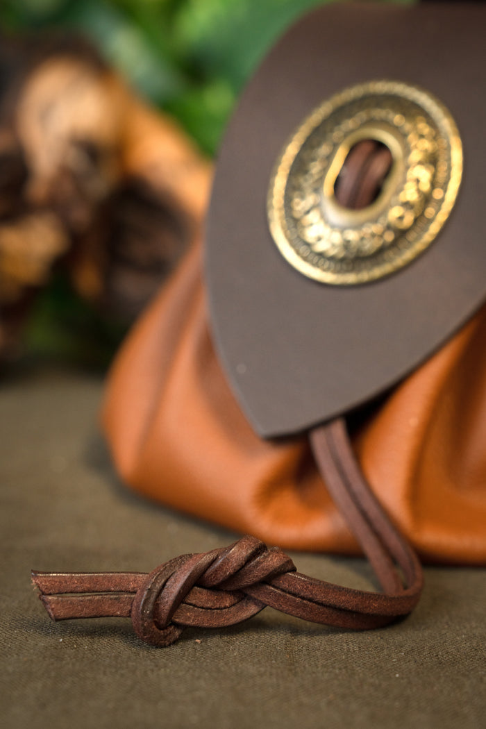 Medieval money pouch, large, light brown