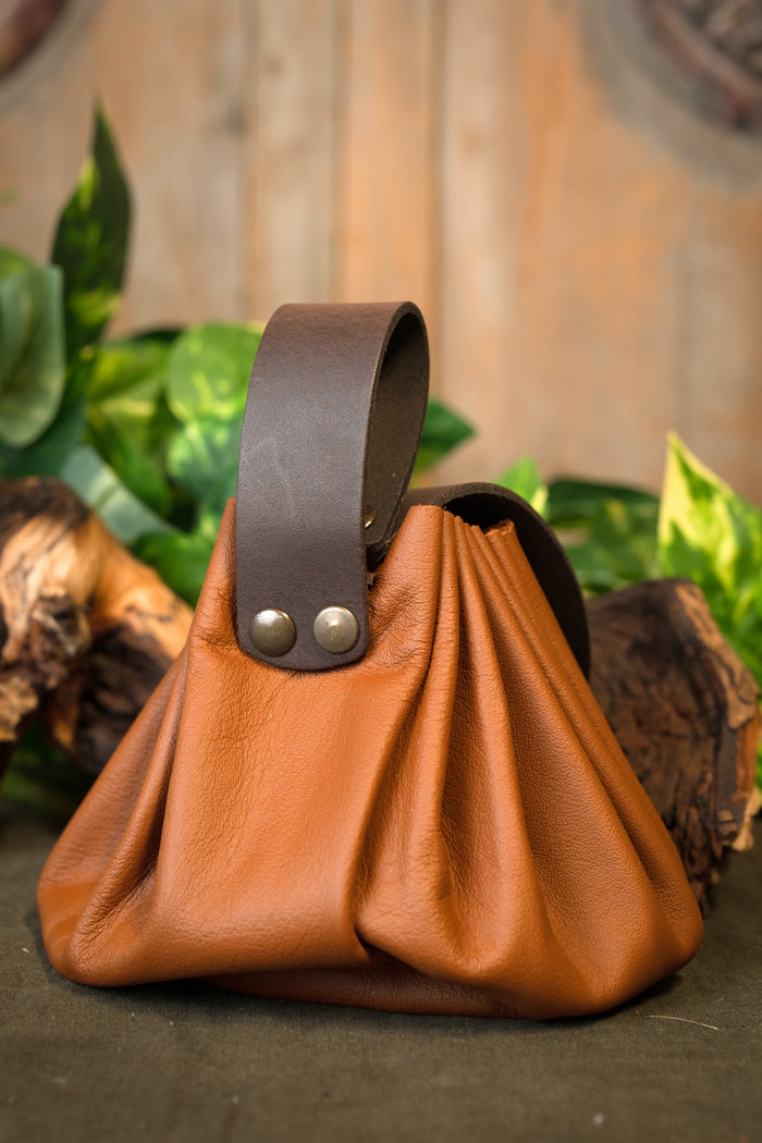 Medieval money pouch, large, light brown