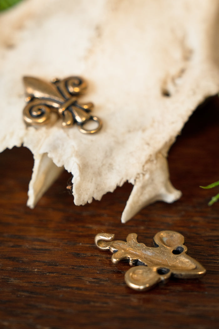 Cloak clasp fleur de lys, bronze