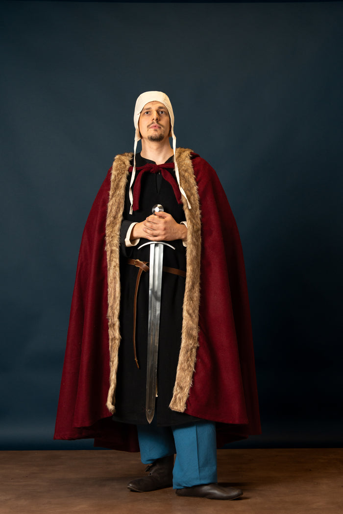 Viking cloak Fjell, wool blend, red
