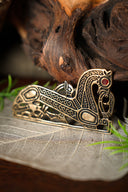 Wikinger Pferdebrosche, links, Bronze