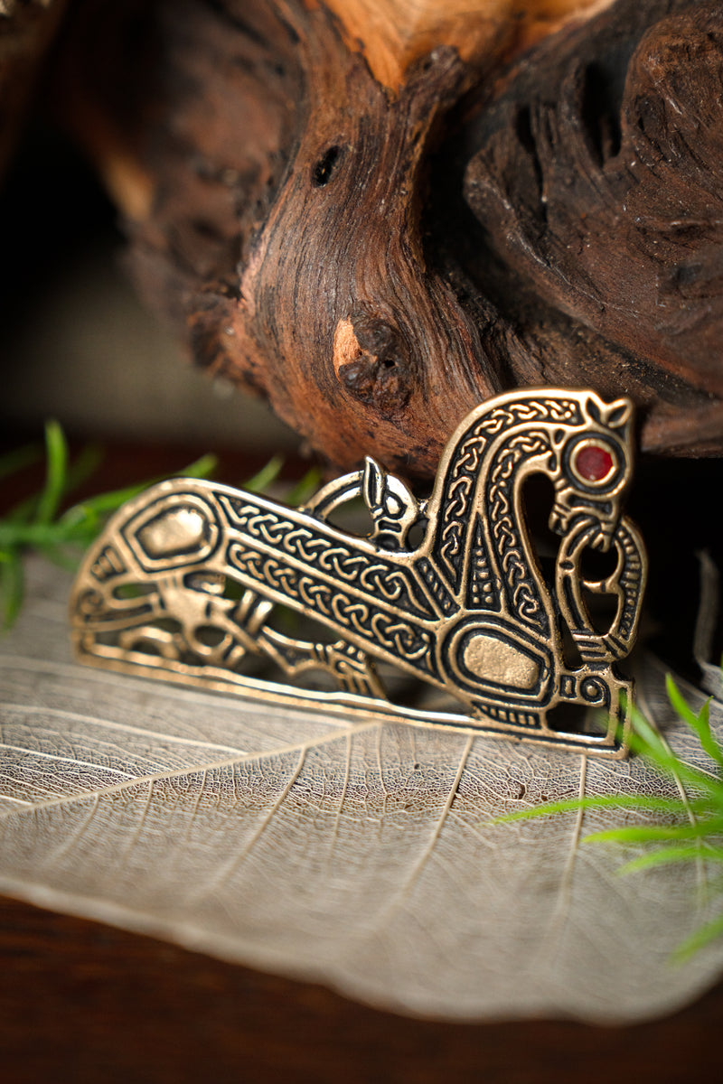 Wikinger Pferdebrosche, links, Bronze