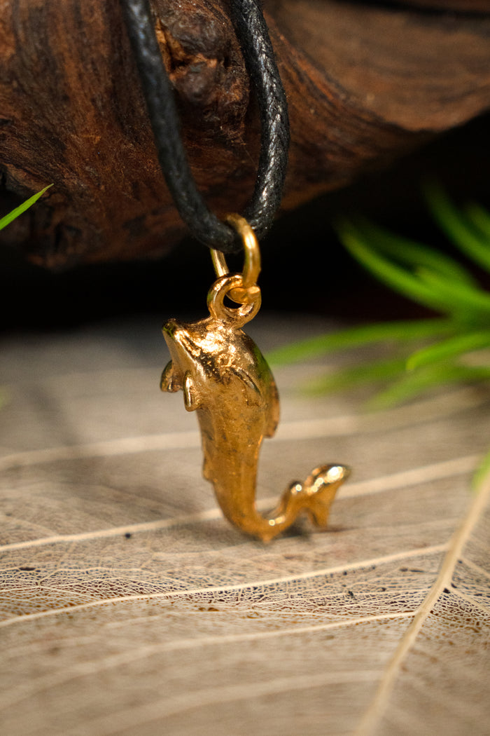 Roman dolphin pendant, pewter