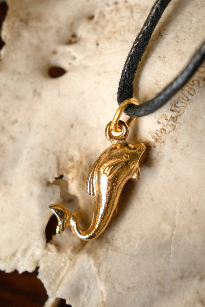 Roman dolphin pendant, pewter