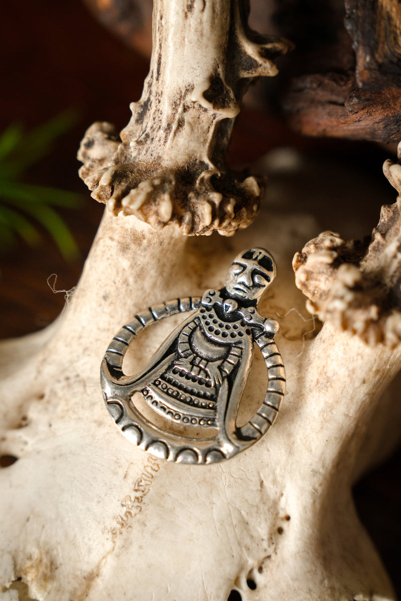 Amulette viking Freya, bronze argenté