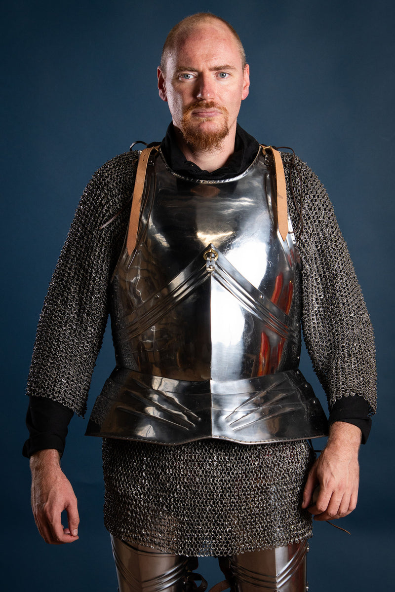 Haubergeon de malla, anillas planas mixtas con remaches redondos, 9 mm