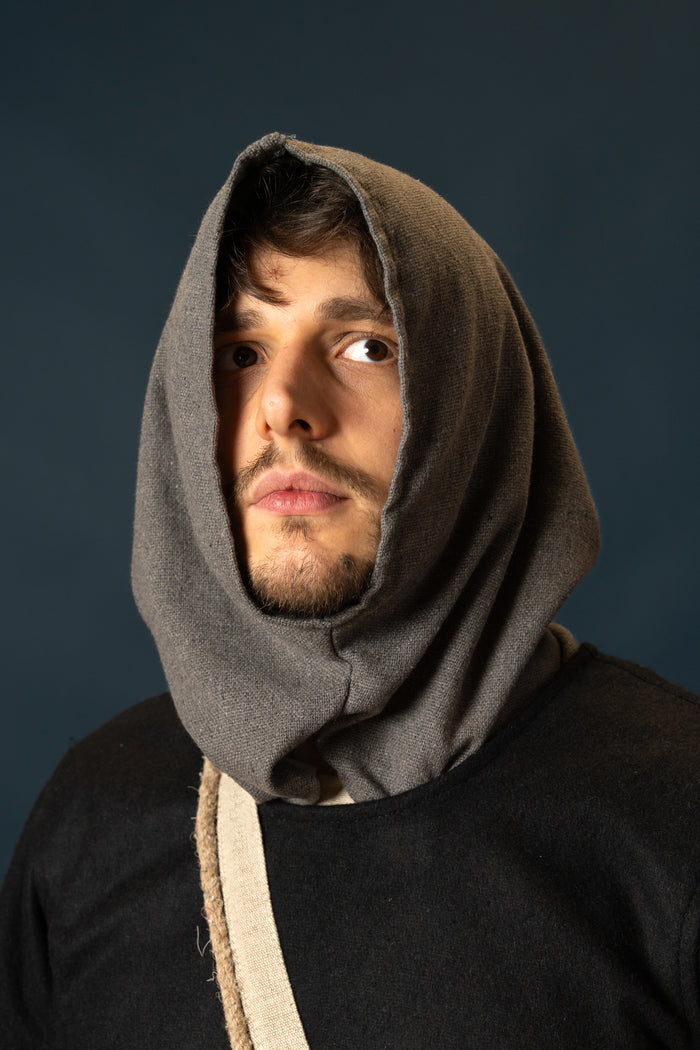 Medieval hood, grey
