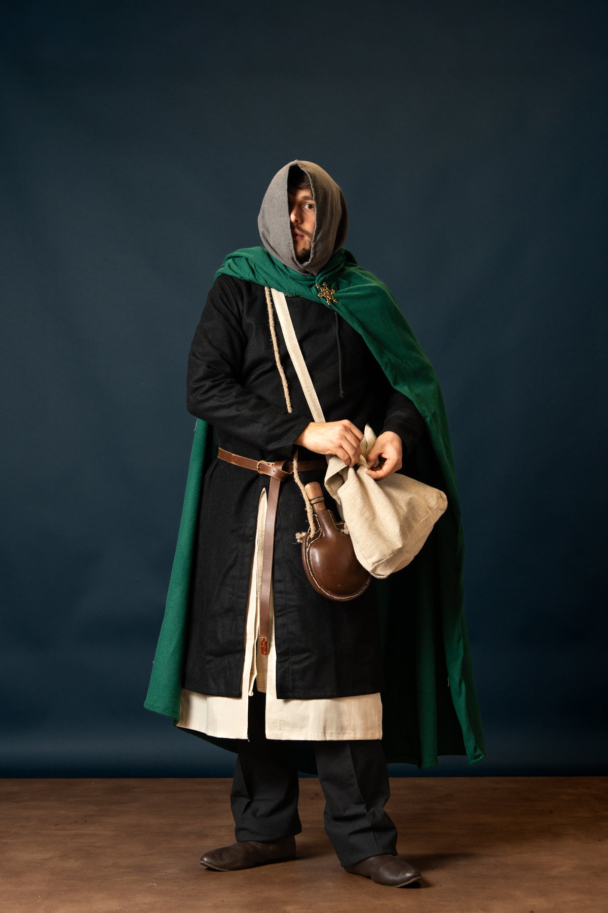 Cloak Aaron, wool blend, green