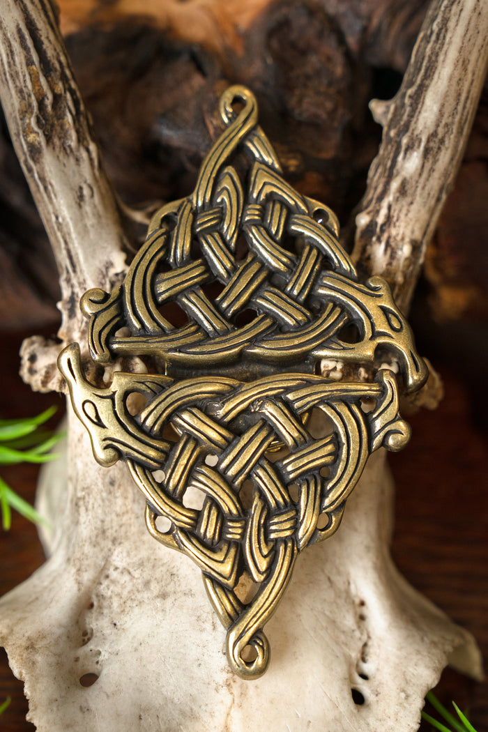 Celtic cloak clasp, bronze colour, zamak