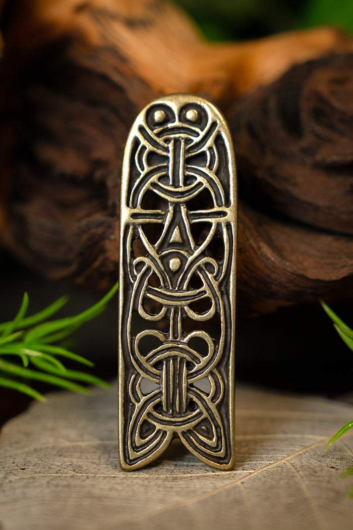 Jorvik belt end, brass colour