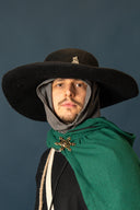 Historical Felt Hat with Brim, Black
