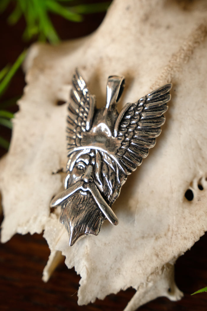 Odin pendant, sterling silver