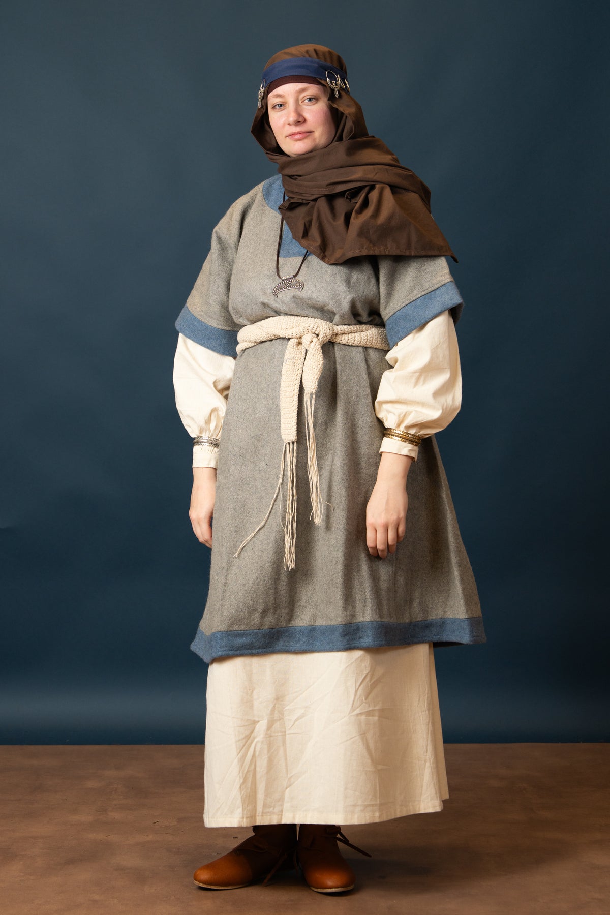 Rusvik Viking dress Luiza, wool blend, blue-grey