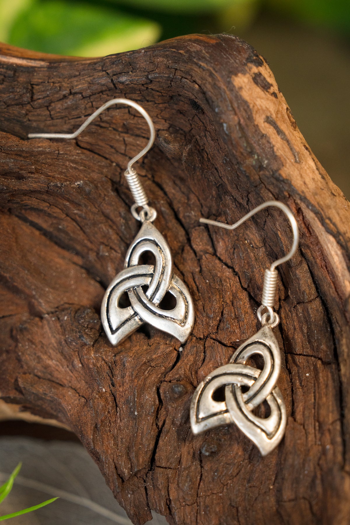 Celtic earrings trisquelion, silvered bronze