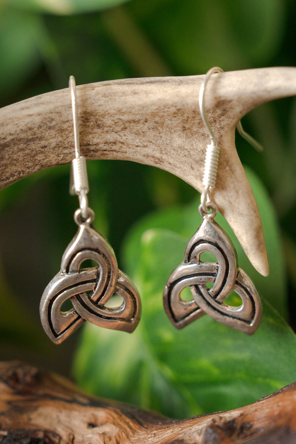 Celtic earrings trisquelion, silvered bronze