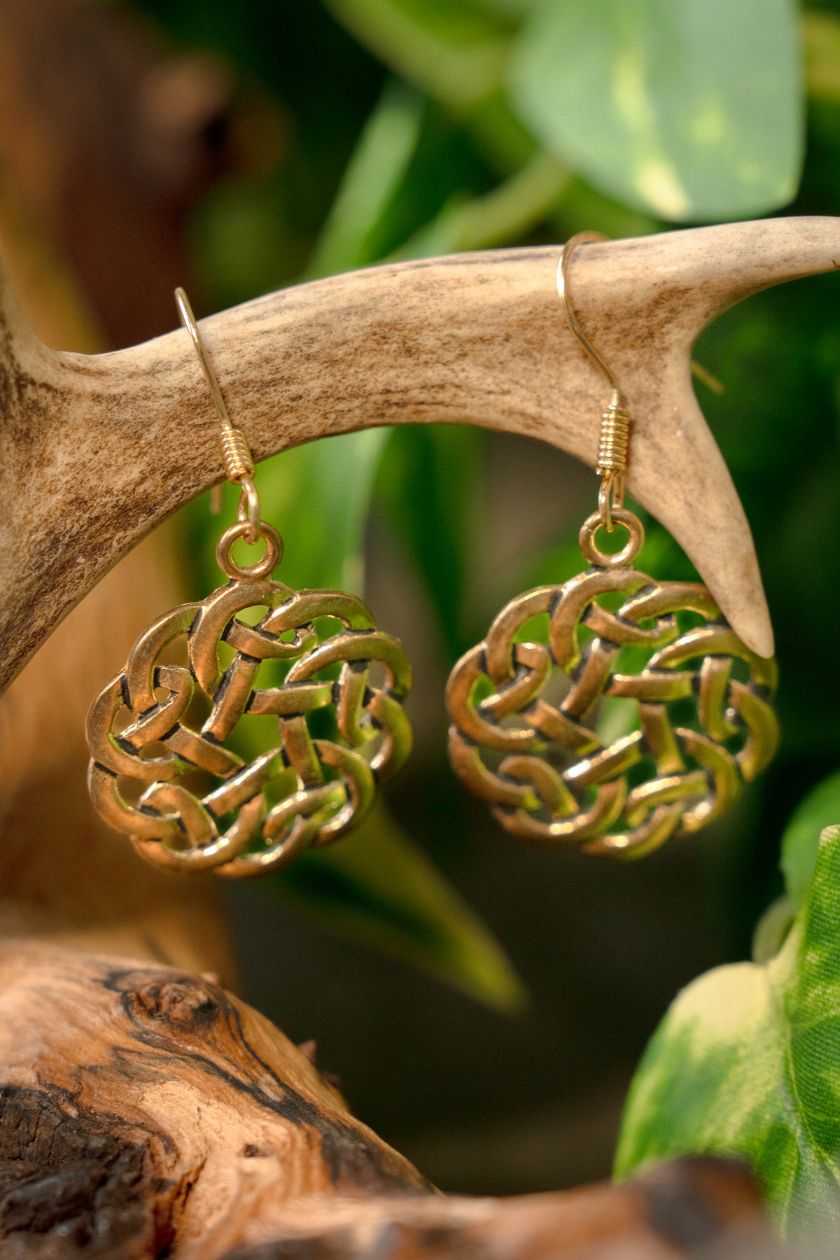 Celtic earrings knot, bronze