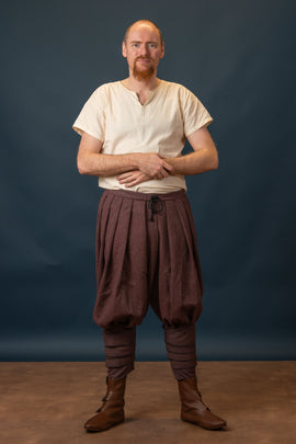 Rusvik Viking trousers Borys, herringbone pattern, wool blend, burgundy red