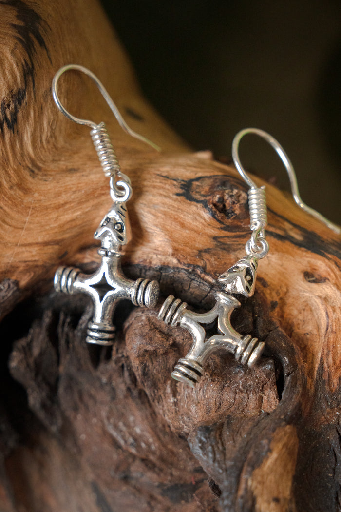 Earrings Icelandic Thor's Hammer, Silvered Bronze