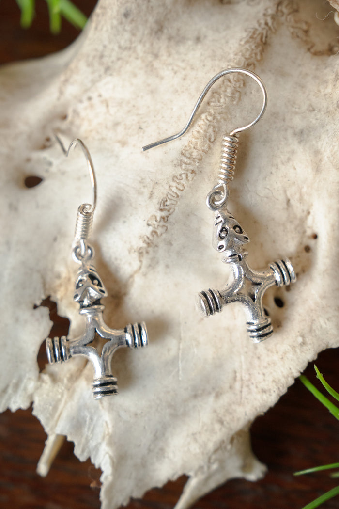 Earrings Icelandic Thor's Hammer, Silvered Bronze