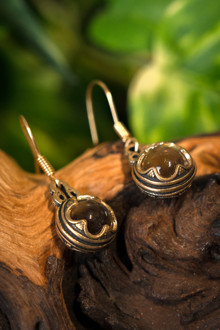 Earrings Gotland Rock Crystal, 1.2 cm, Bronze