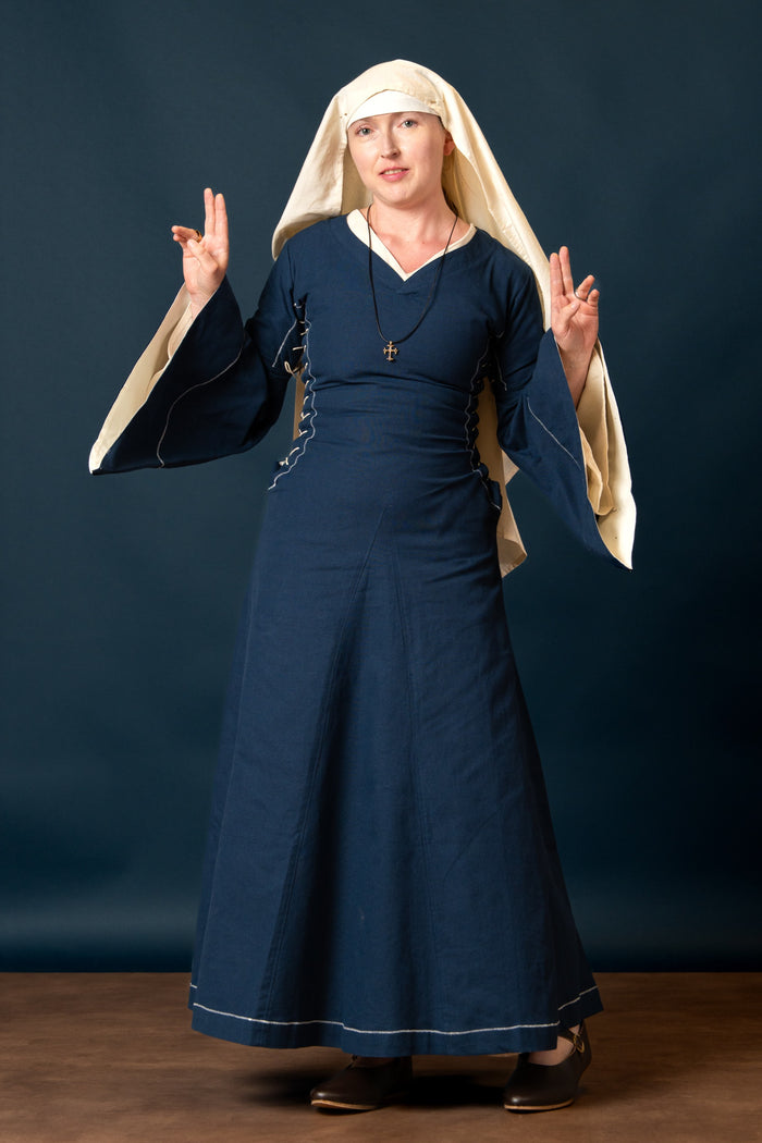 Medieval bliaut Amal, blue-white