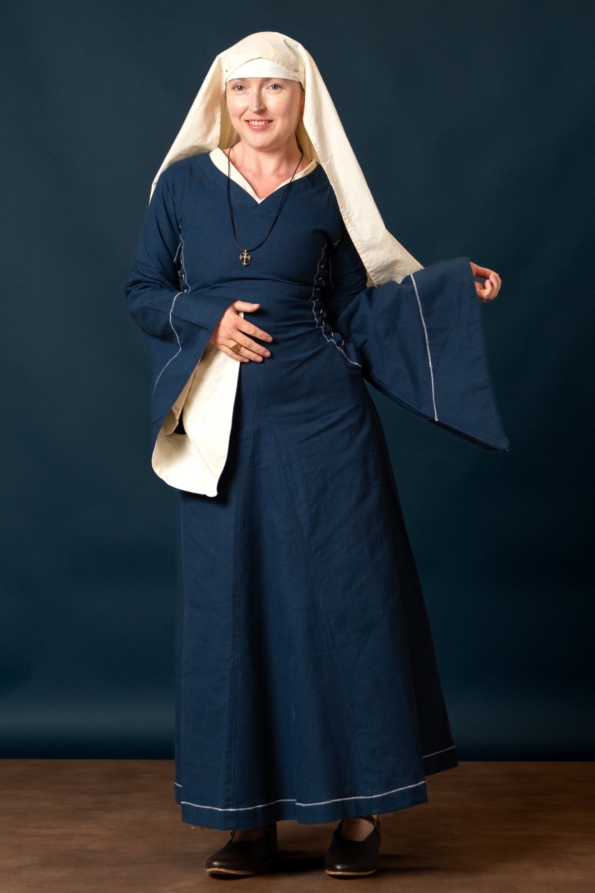Medieval bliaut Amal, blue-white