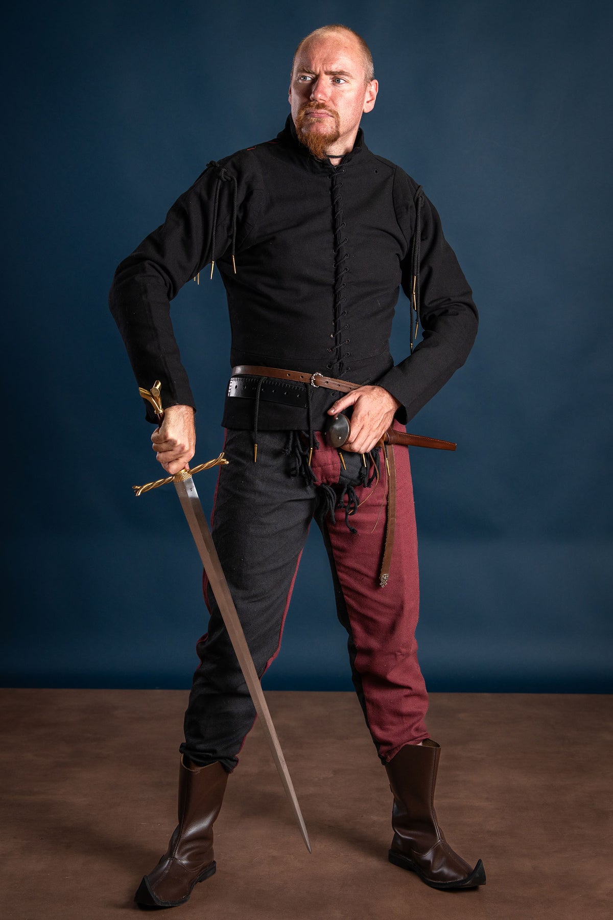 15th century arming doublet, black