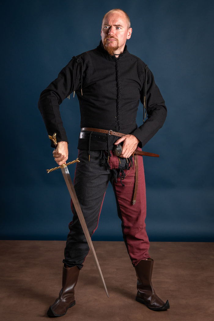 15th century arming doublet, black
