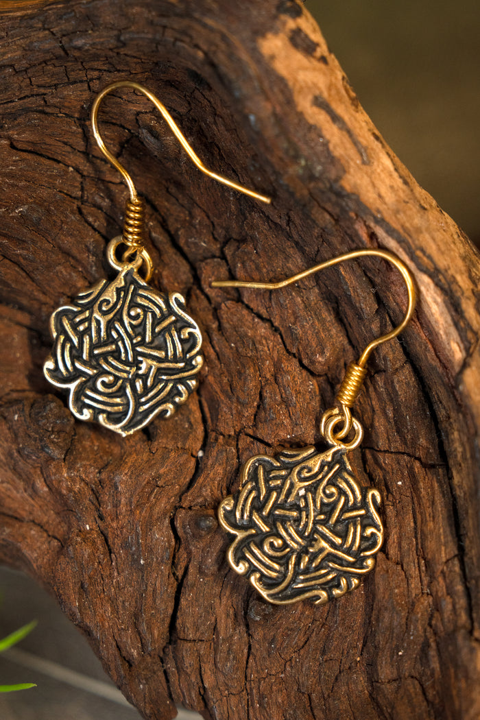Earrings Viking knot, bronze