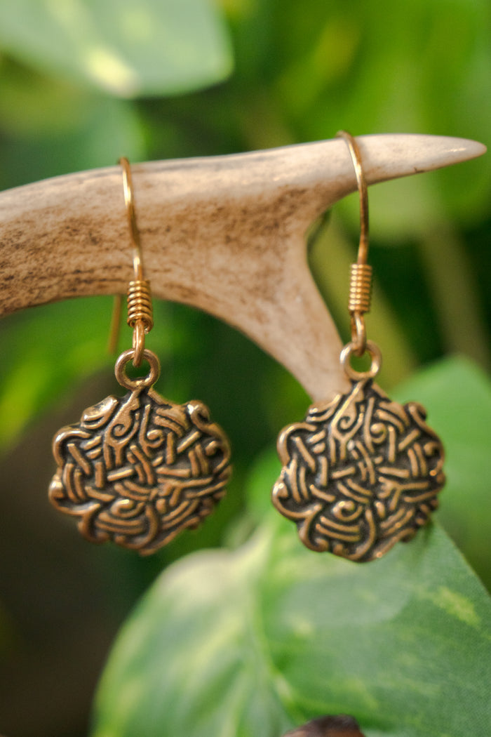 Earrings Viking knot, bronze