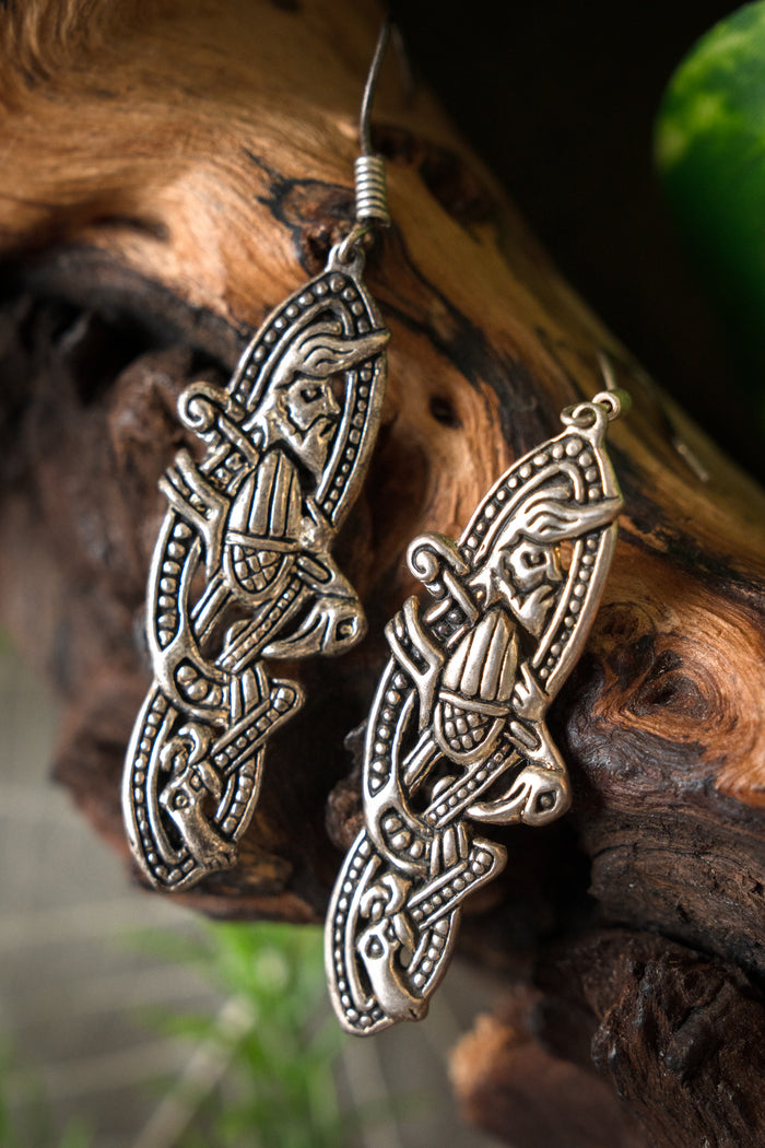 Gaelic earrings, silvered bronze