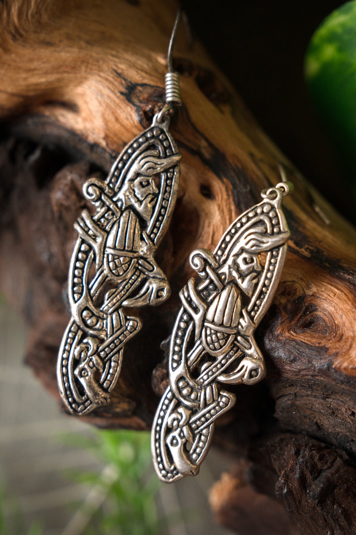 Gaelic earrings, silvered bronze
