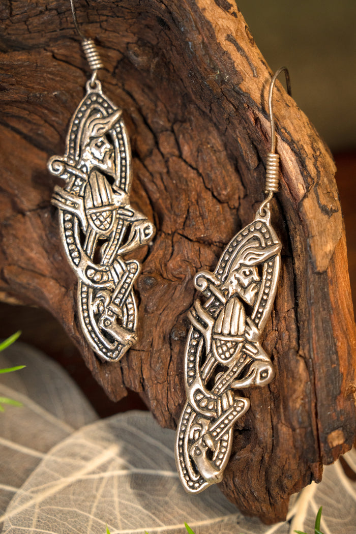 Gaelic earrings, silvered bronze