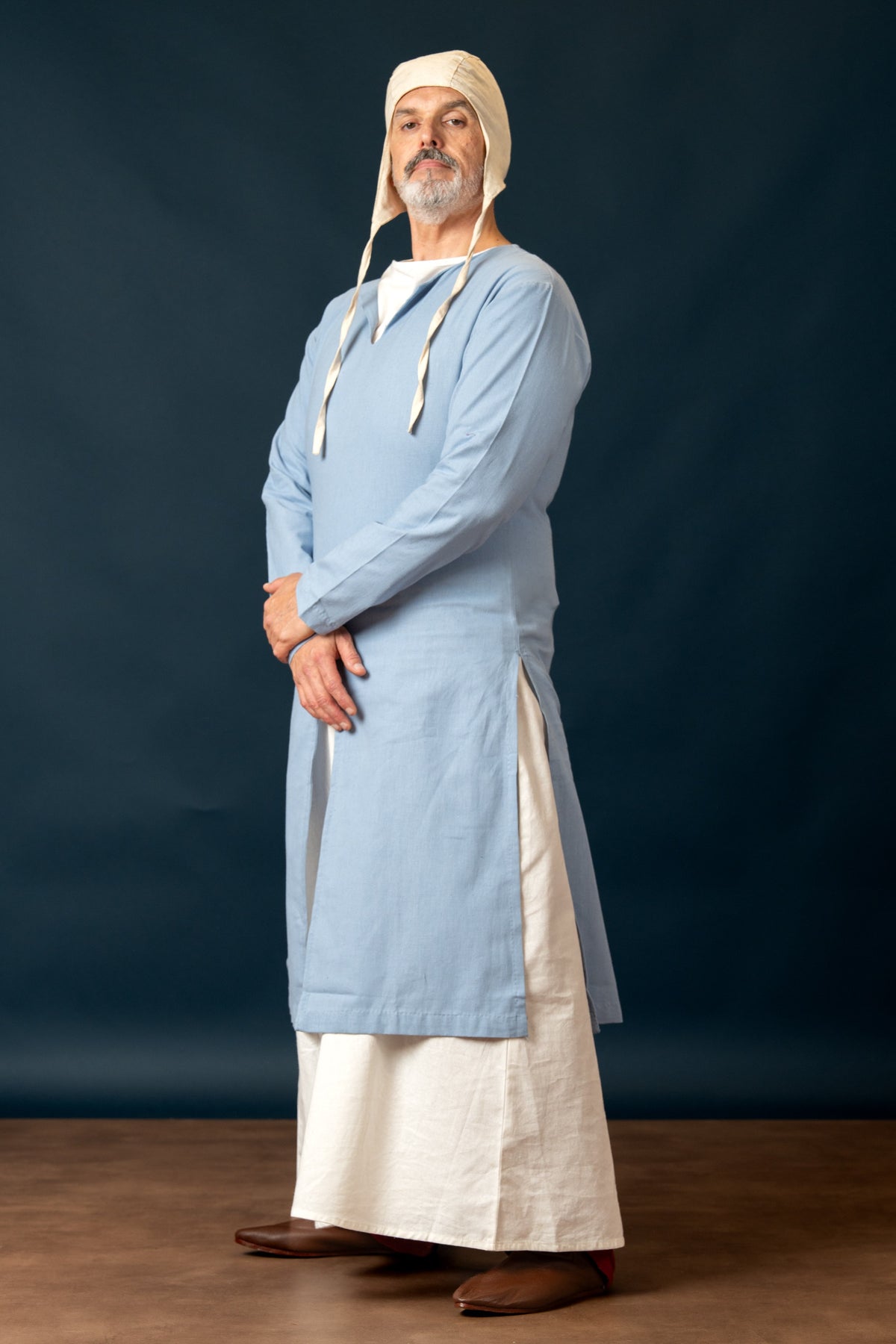 riding tunic, cotton-linen mix, blue