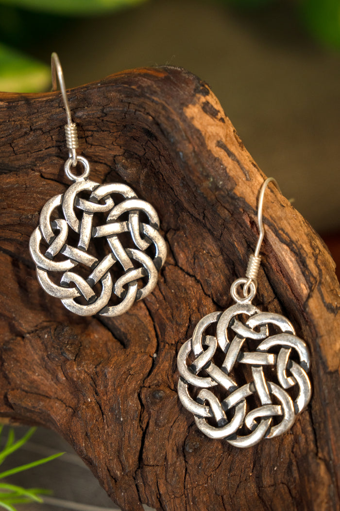 Celtic earrings knot, silvered bronze