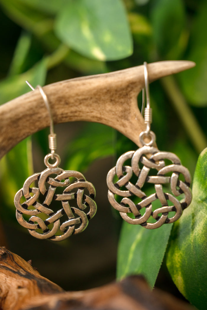 Celtic earrings knot, silvered bronze