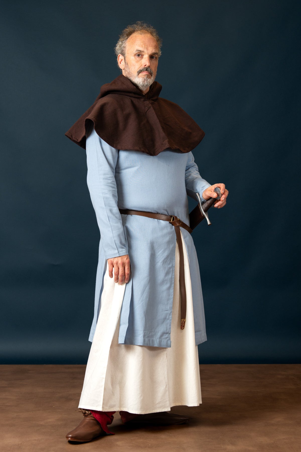 riding tunic, cotton-linen mix, blue