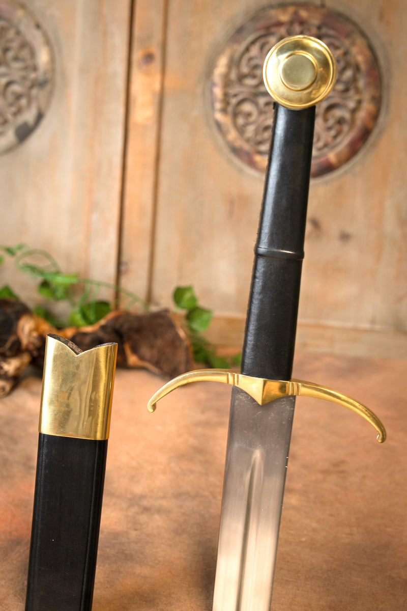 Langschwert mit Lederscheide, stumpf battle ready