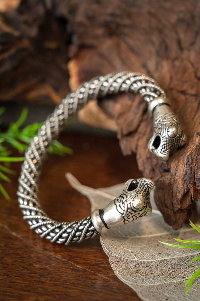 Oseberg Viking bracelet L, silvered bronze