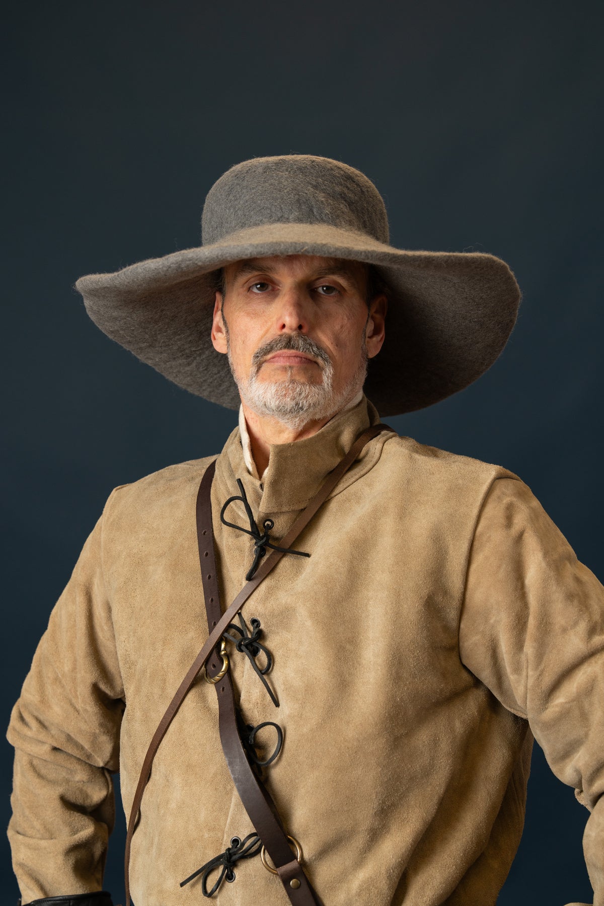 Historical brimmed hat, grey, wool felt