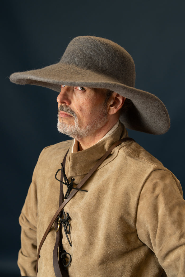 Historical brimmed hat, grey, wool felt