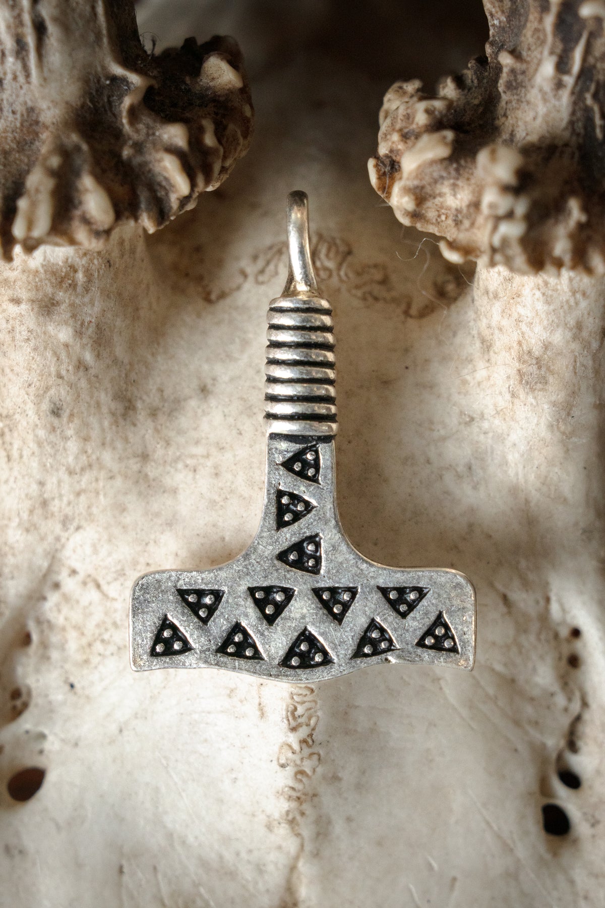 Thor's hammer from Valse, silvered bronze