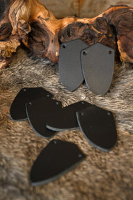 50x split leather shield-shaped piece for scale armour, black