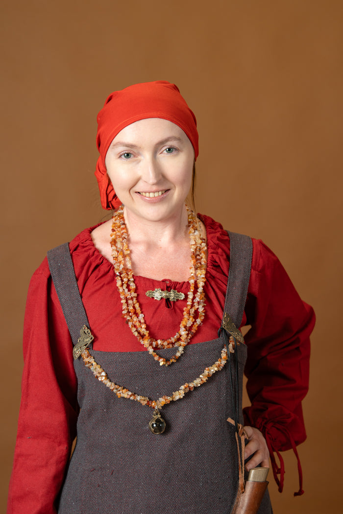 Viking hangeroc Frida, herringbone pattern, burgundy red