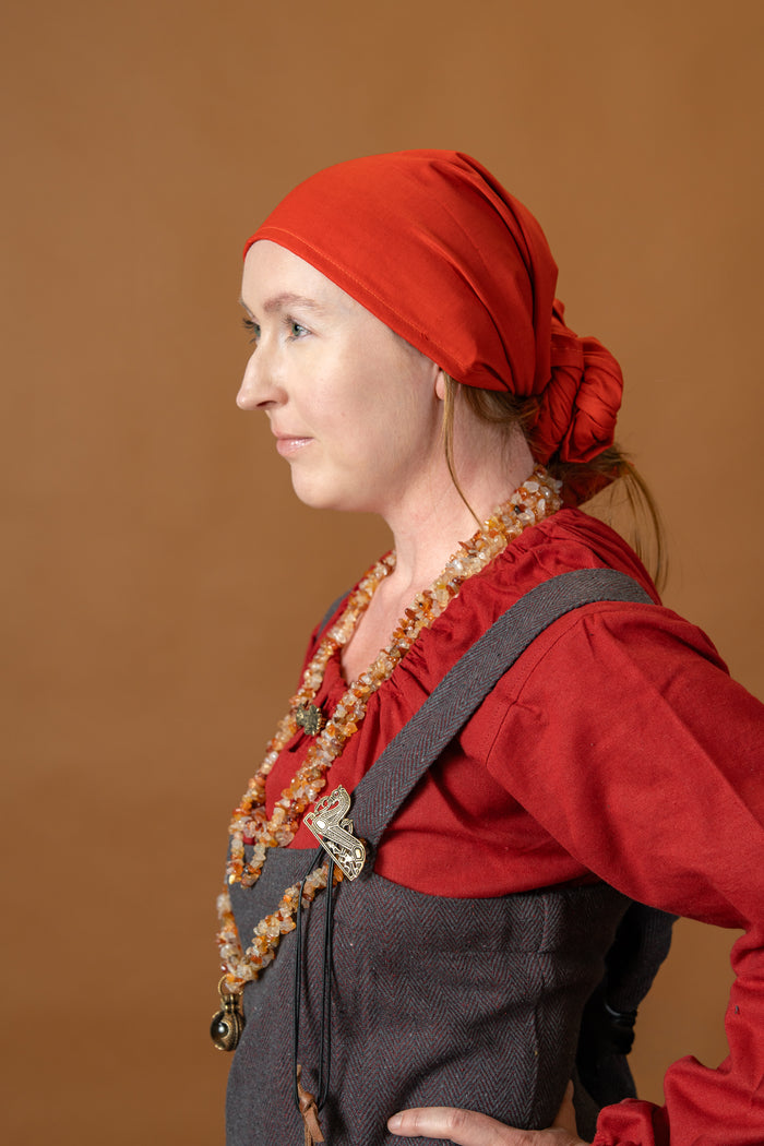 Viking hangeroc Frida, herringbone pattern, burgundy red