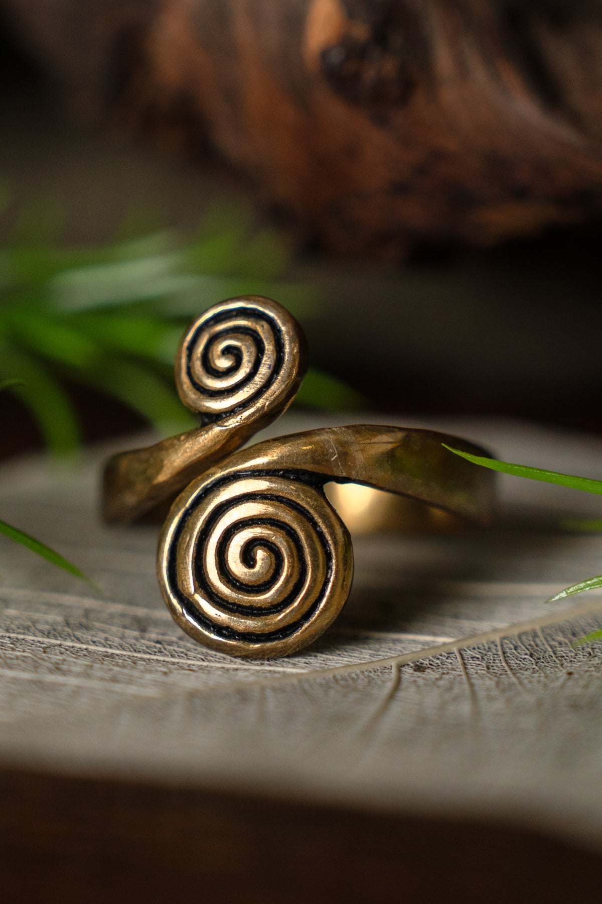 Celtic ring with spirals, bronze