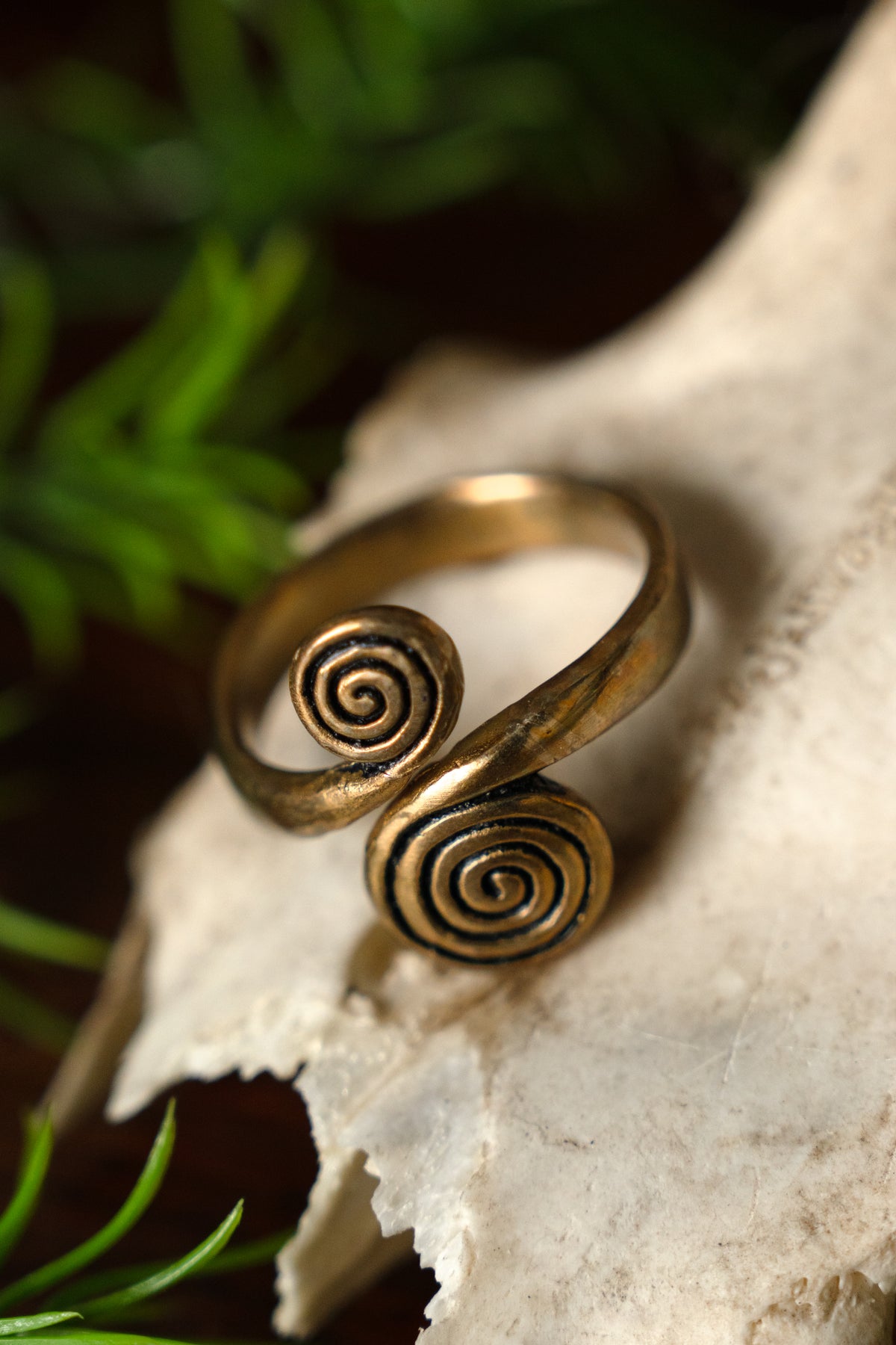 Celtic ring with spirals, bronze