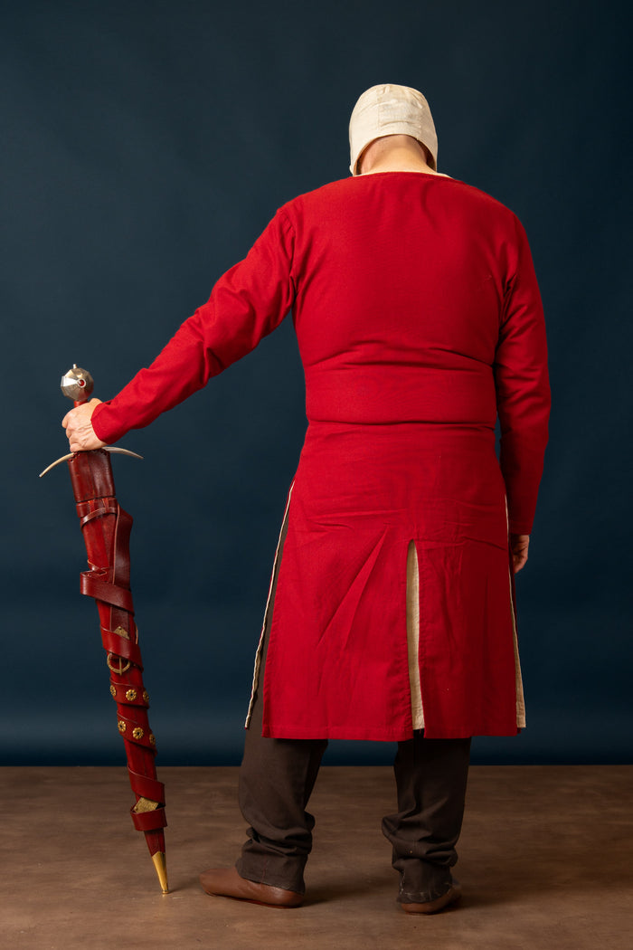 riding tunic, cotton-linen mix, red