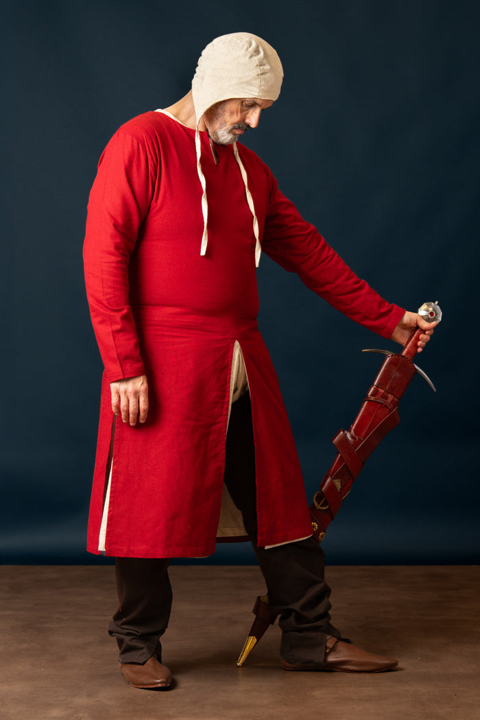 riding tunic, cotton-linen mix, red