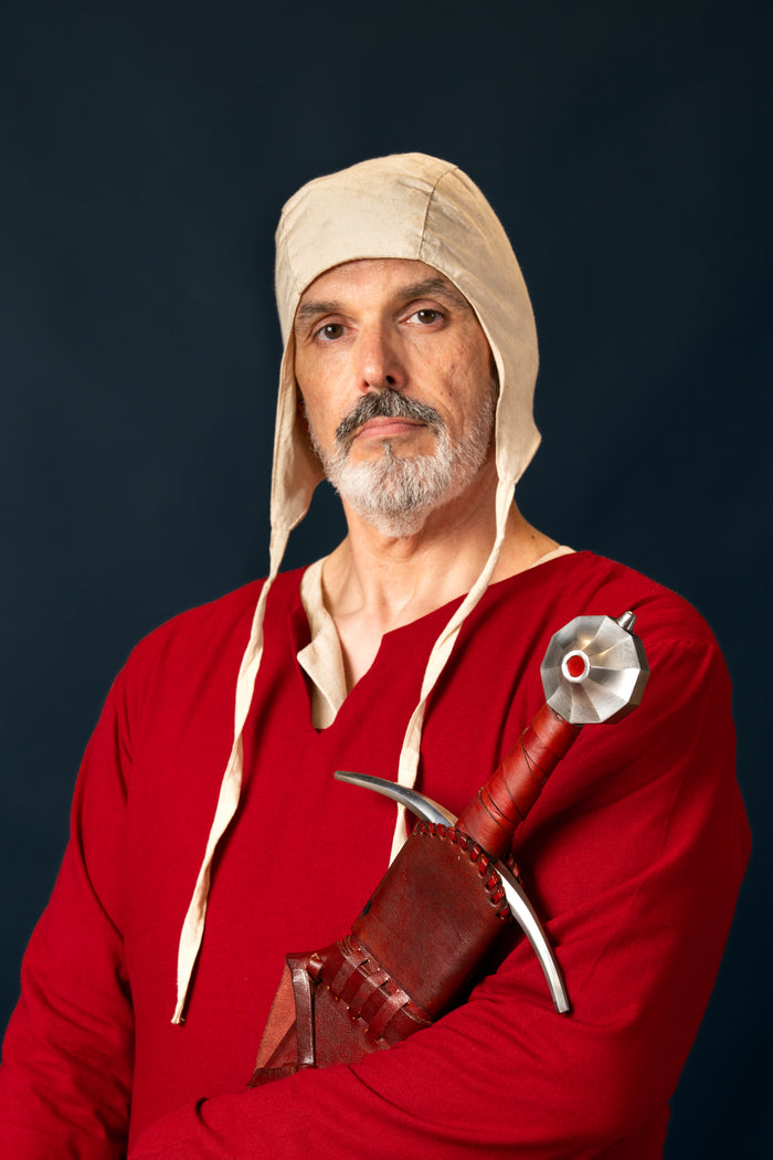 riding tunic, cotton-linen mix, red